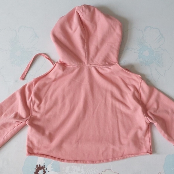All saints cold shoulder cropped soft pink hoodie - Picture 7 of 14